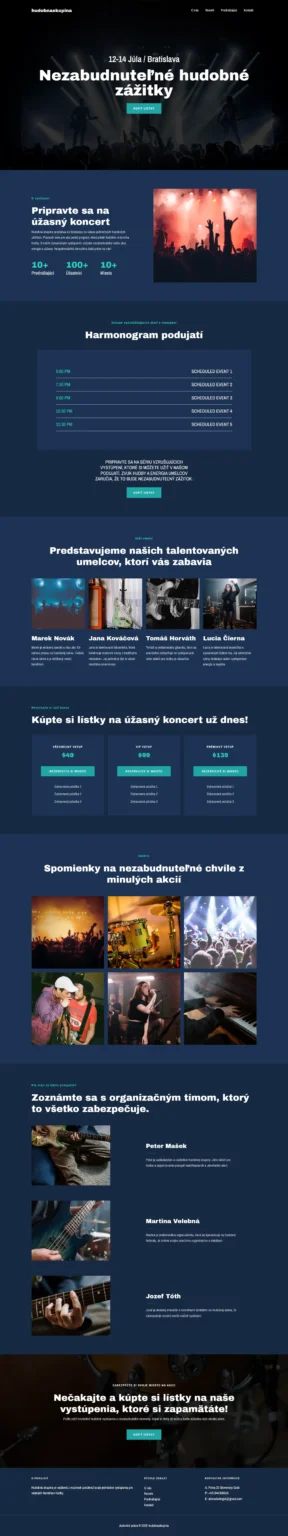 Stránka pre hudobnú skupinu – koncerty a fotky