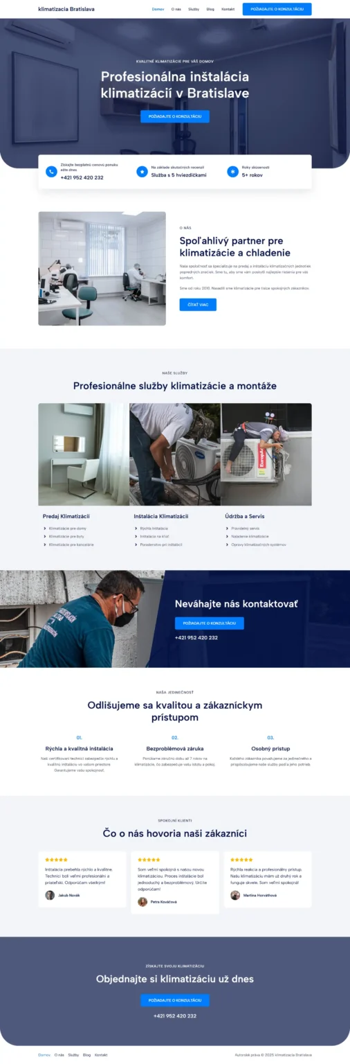 Klimatizácie – web pre montážnu firmu