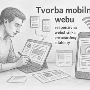Ilustrácia tvorby mobilného webu na mieru – responzívna webstránka na smartfóne