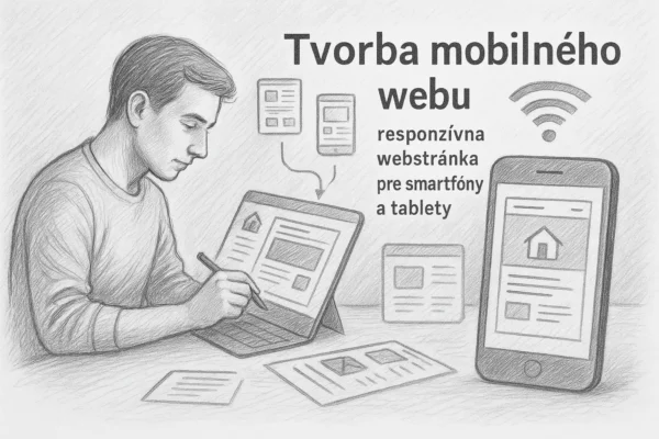 Ilustrácia tvorby mobilného webu na mieru – responzívna webstránka na smartfóne